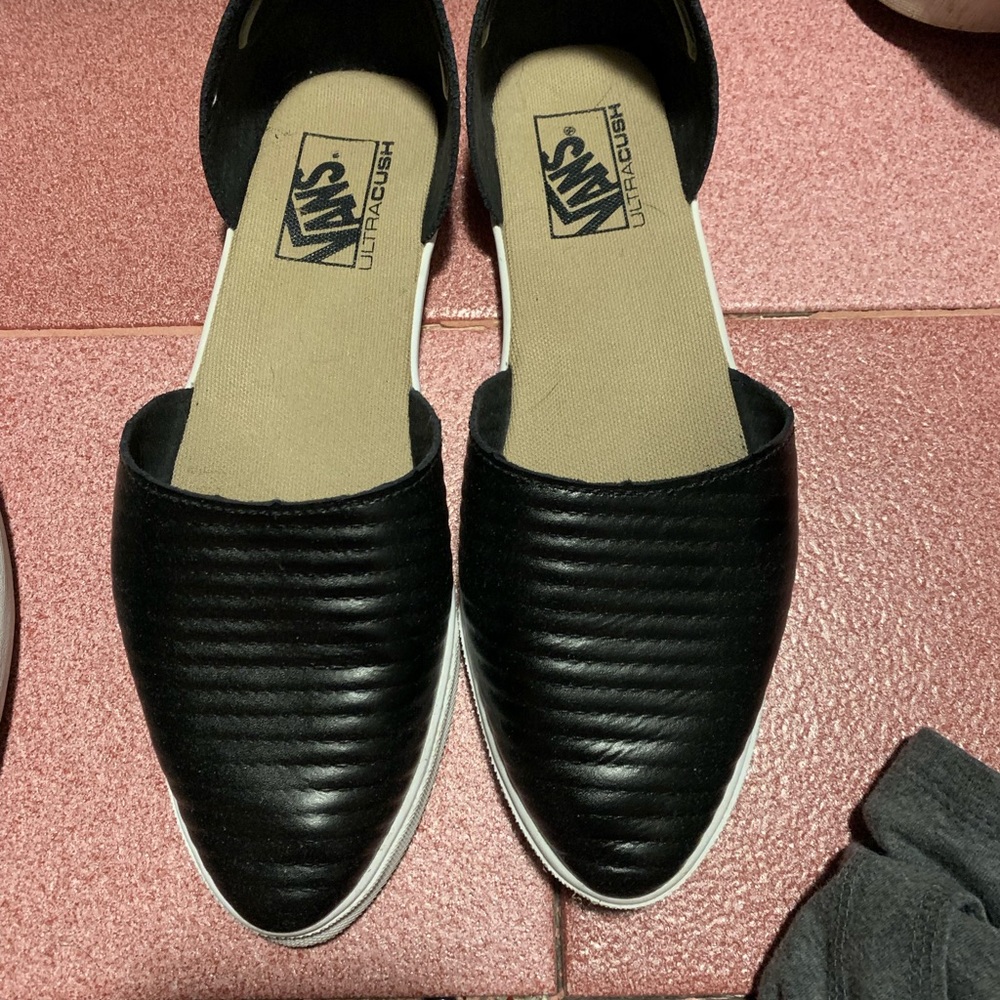 Vans Black Moto Skimmer ribbed Slip on flats